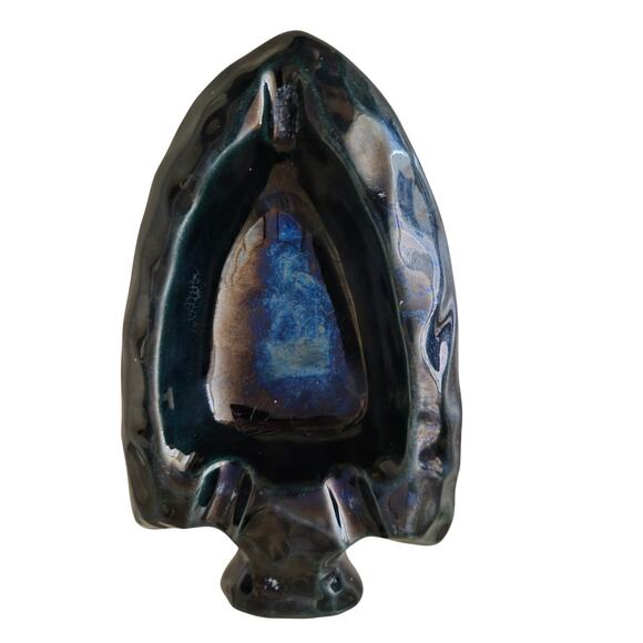 Frankoma Arrowhead Shiny Black Ashtray Trinket Dish Ceramic Retro MCM Retro 50's - Picture 1 of 7